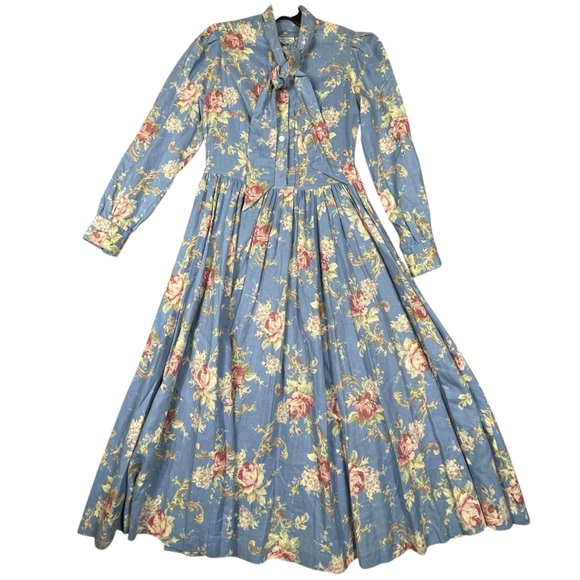 Laura Ashley Dresses & Skirts - Laura Ashley Cottagecore Romantic Feminine Prairie Floral Cotton Wool Dress Sz 8